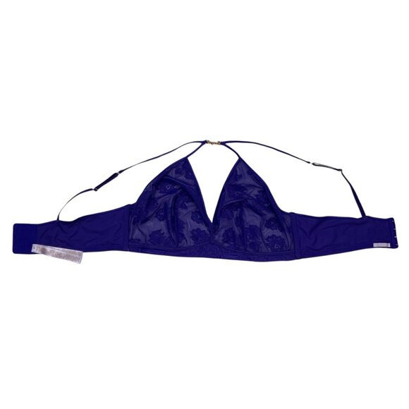 Savage X Fenty Strap Up Lace Bralette Bra 2X Taboo Blue Logo Sexy Romantic - Picture 4 of 11